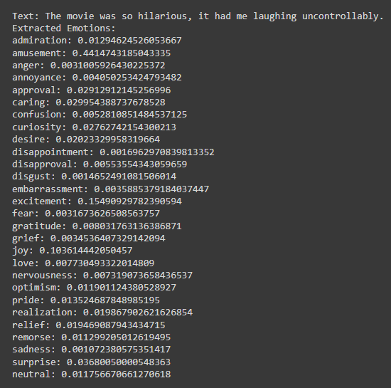 Emotion Extraction of a positive text